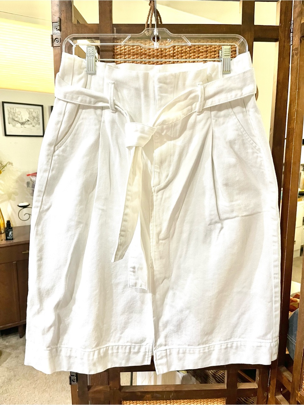 Ann Taylor White Women's Skirt with Tie Waist